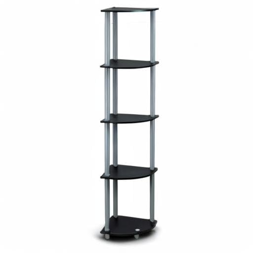 Furinno 5-Tier Corner Shelf, Espresso/Black