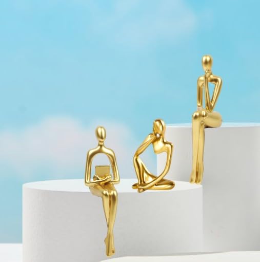 Gold Thinker Statues, Set of 3, Small