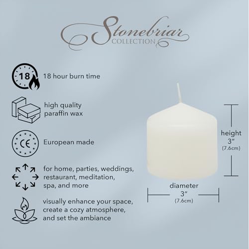 Stonebriar Unscented White Pillar Candles, 6-Pack, 3"x6"