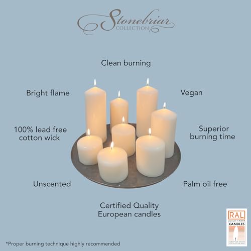 Stonebriar Unscented White Pillar Candles, 6-Pack, 3"x6"