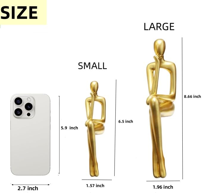 Gold Thinker Statues, Set of 3, Small
