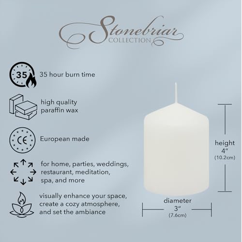 Stonebriar Unscented White Pillar Candles, 6-Pack, 3"x6"