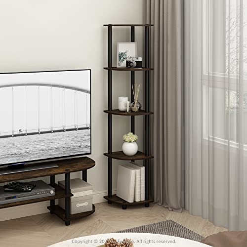 Furinno 5-Tier Corner Shelf, Espresso/Black
