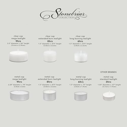 Stonebriar Unscented Long Burning White Tealight Candles