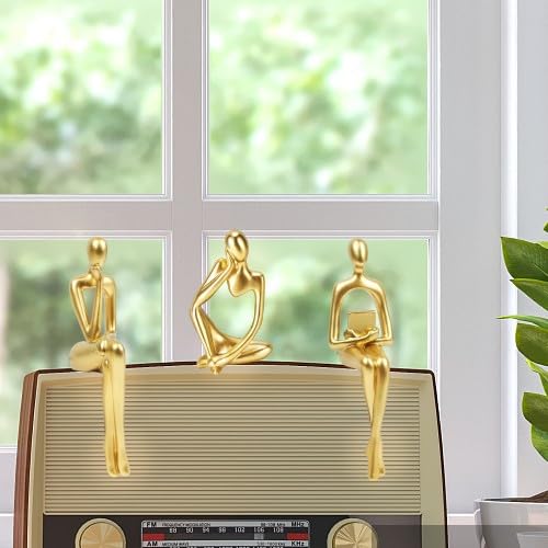 Gold Thinker Statues, Set of 3, Small
