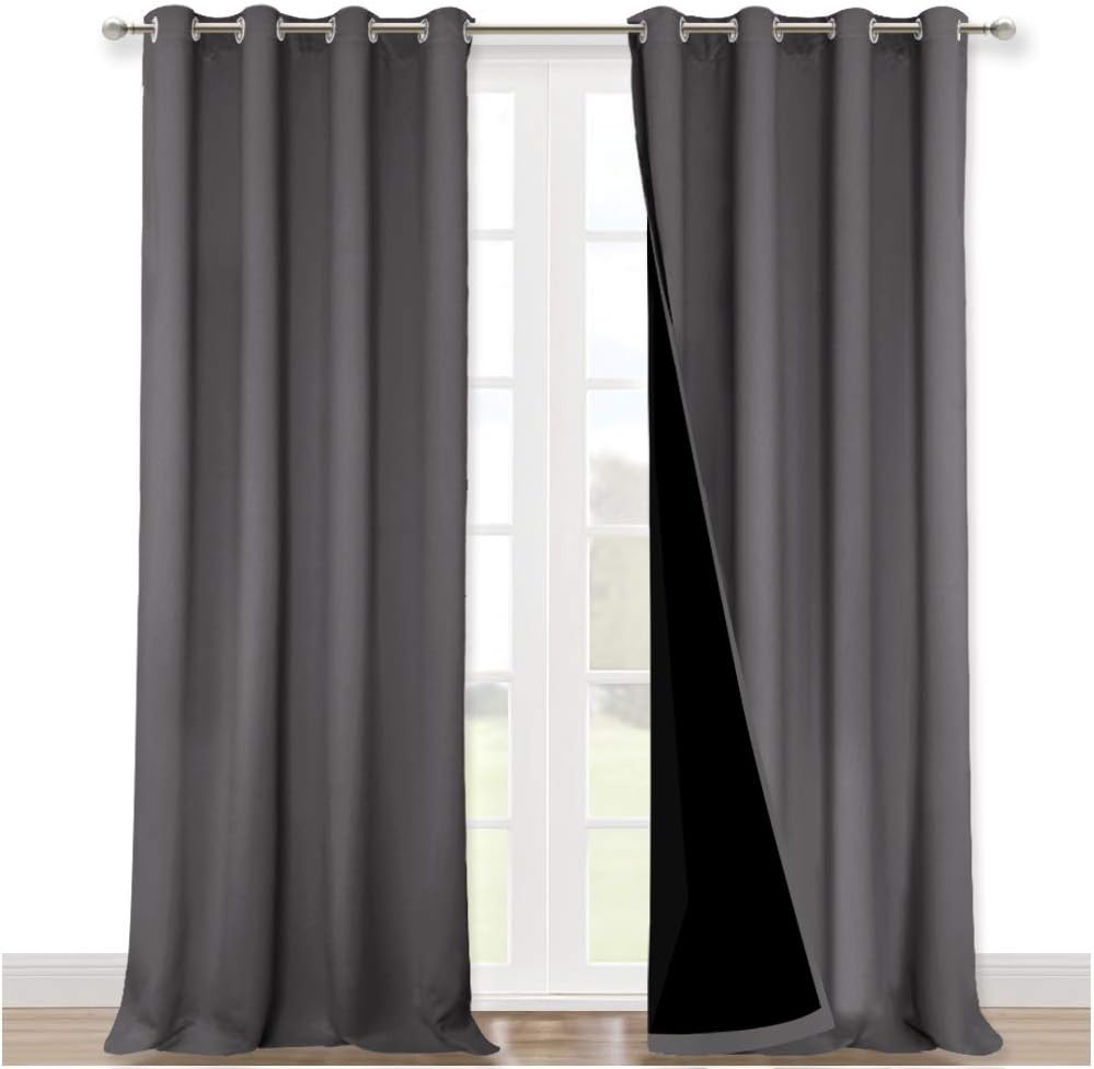 NICETOWN Grey Blackout Curtains 70x108, Set of 2