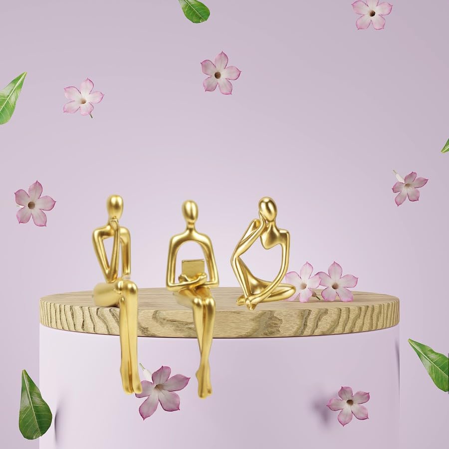 Gold Thinker Statues, Set of 3, Small