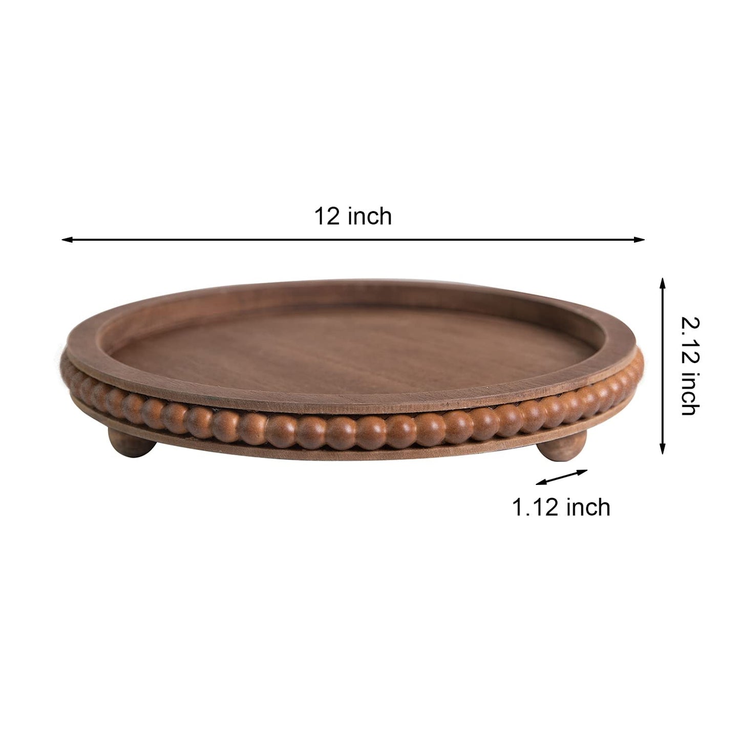 HPC Decor Round White Wood Tray, 12"