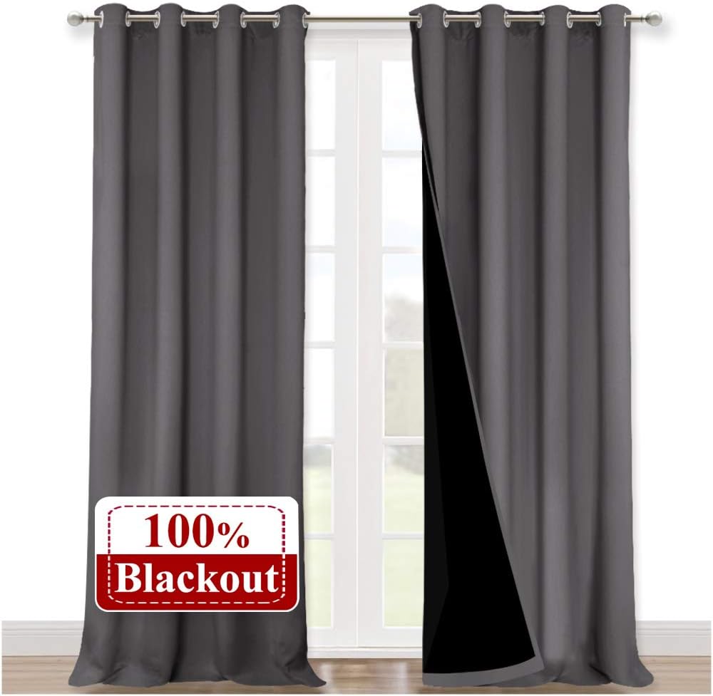 NICETOWN Grey Blackout Curtains 70x108, Set of 2