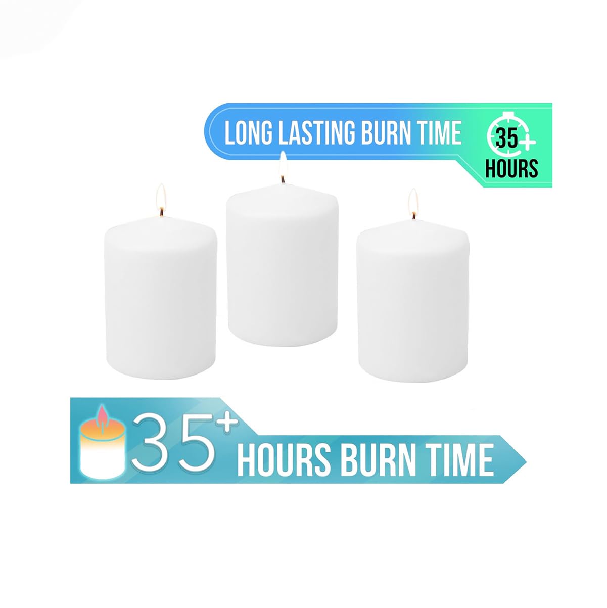 Stonebriar Unscented White Pillar Candles, 6-Pack, 3"x6"