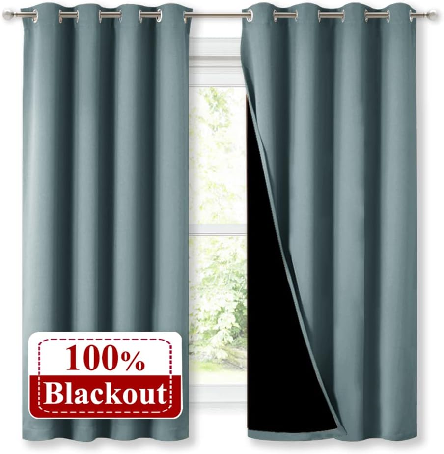 NICETOWN Grey Blackout Curtains 70x108, Set of 2