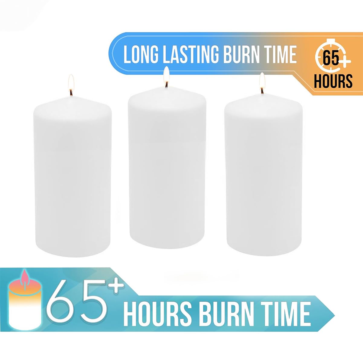 Stonebriar Unscented White Pillar Candles, 6-Pack, 3"x6"