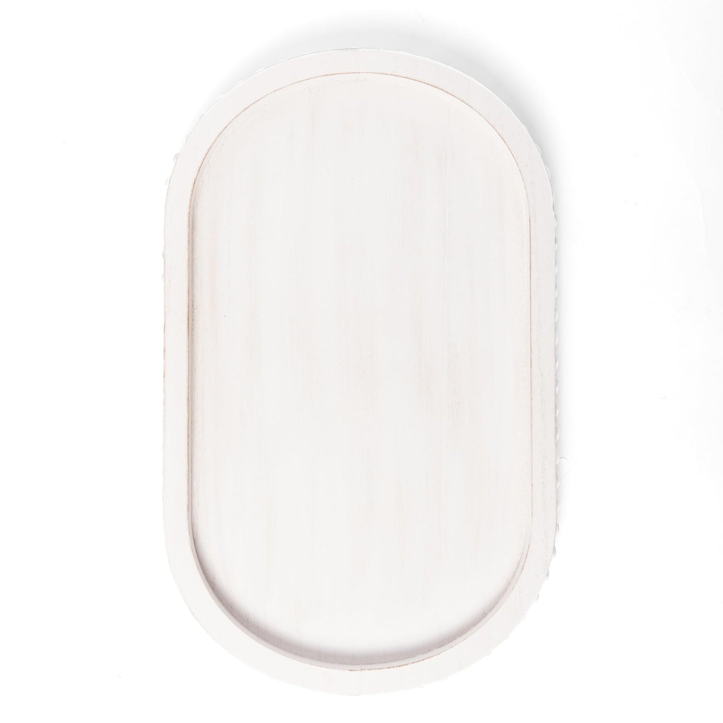 HPC Decor Round White Wood Tray, 12"