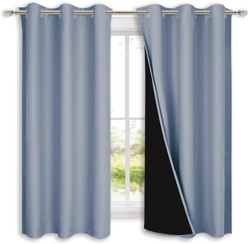 NICETOWN Grey Blackout Curtains 70x108, Set of 2