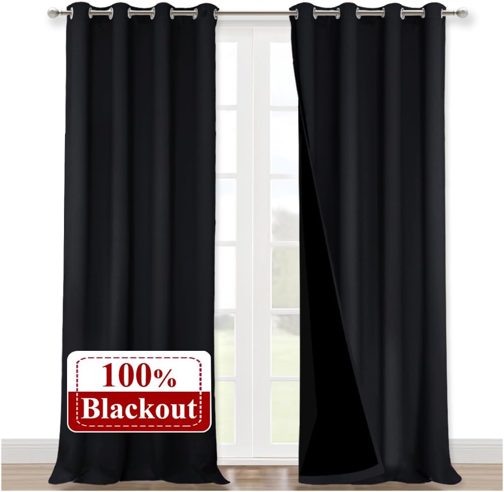 NICETOWN Grey Blackout Curtains 70x108, Set of 2