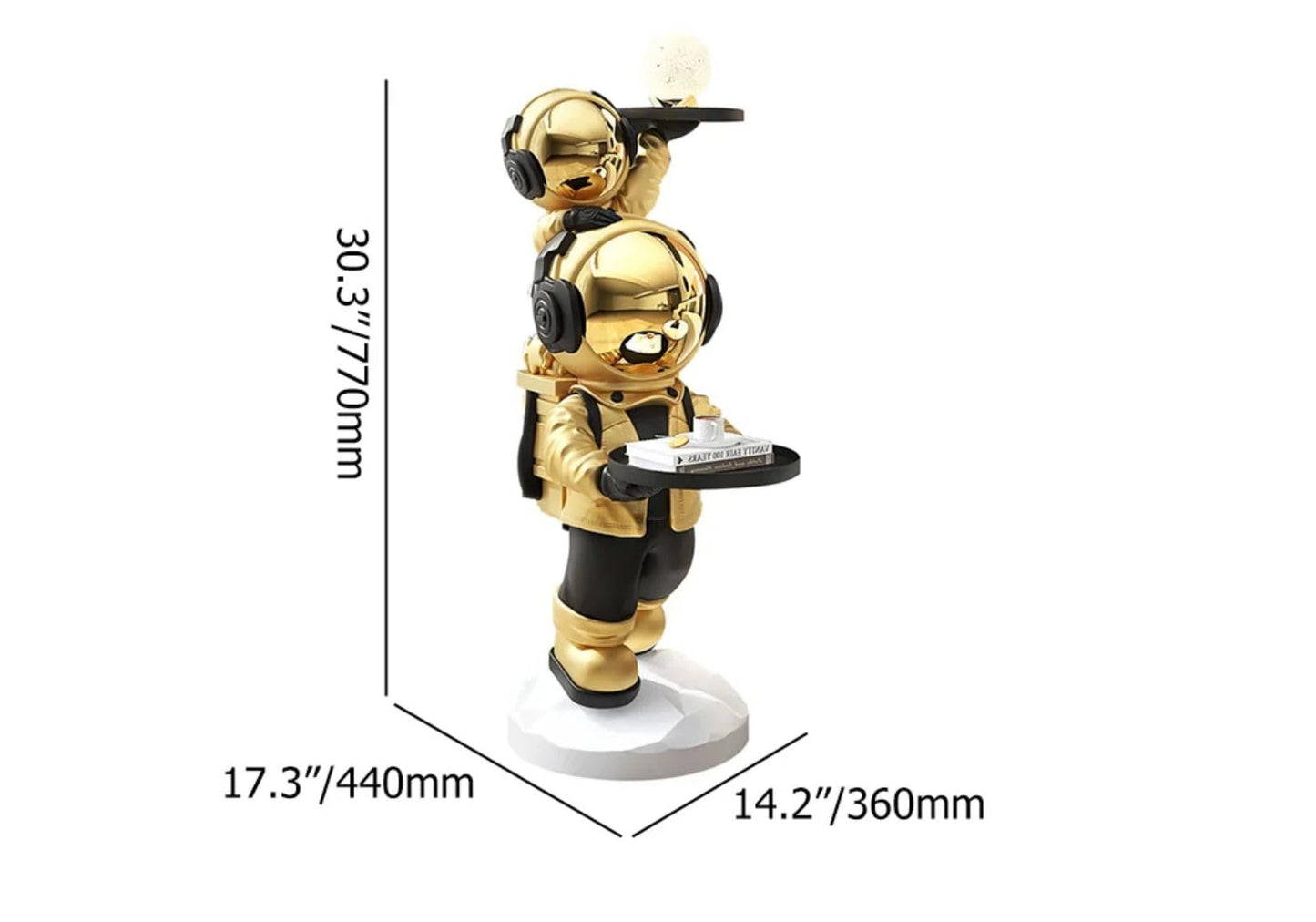 Gold Astronaut Floor Statue
