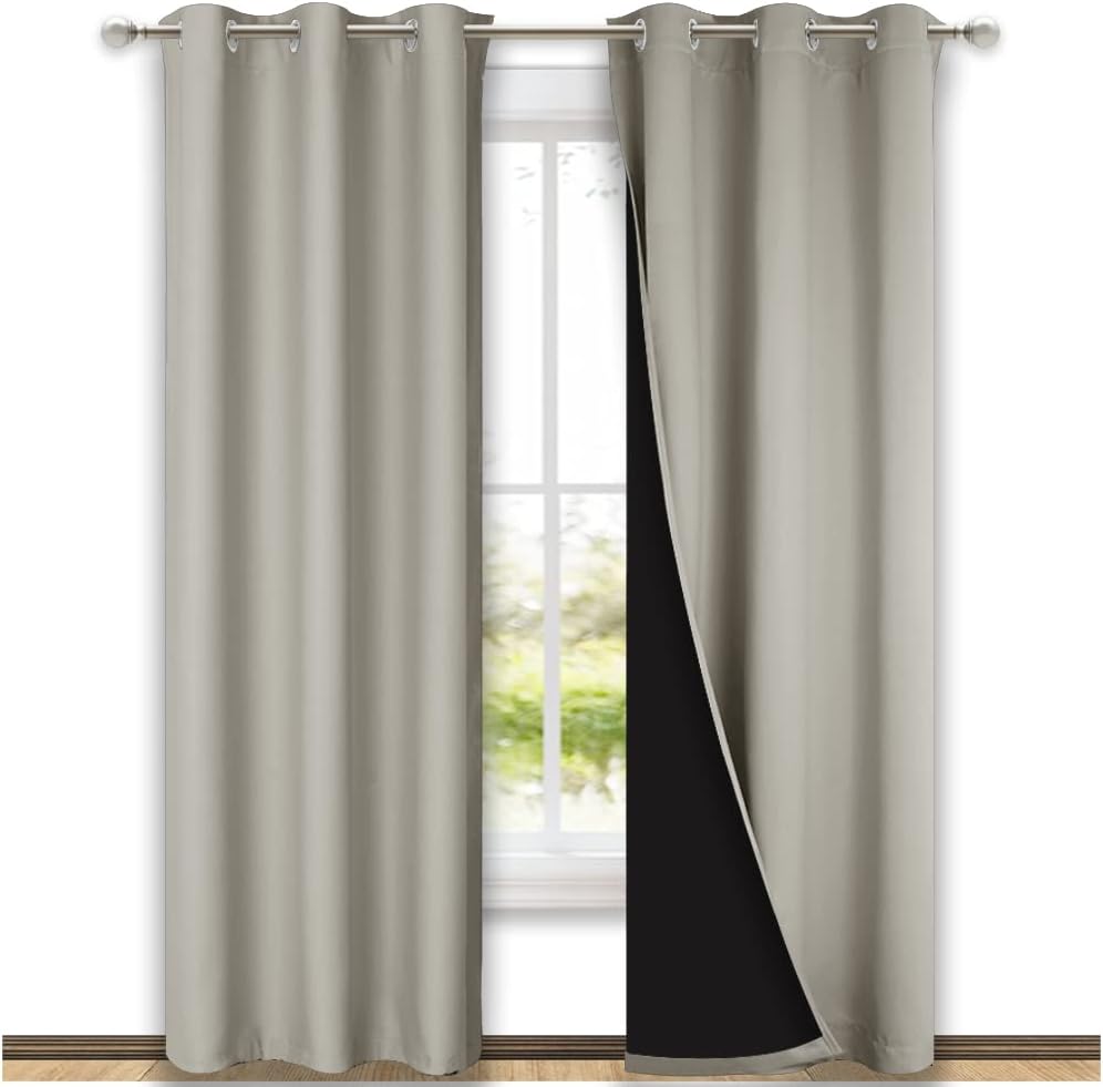 NICETOWN Grey Blackout Curtains 70x108, Set of 2