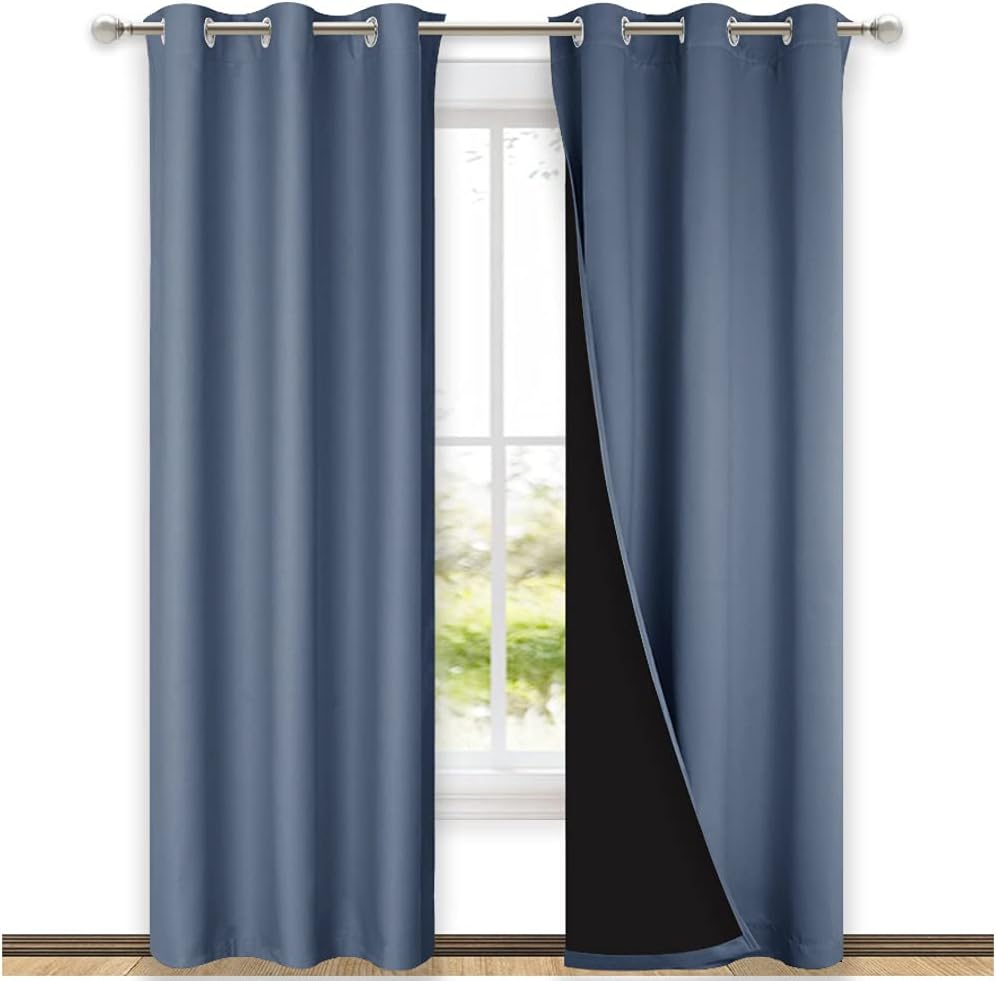 NICETOWN Grey Blackout Curtains 70x108, Set of 2