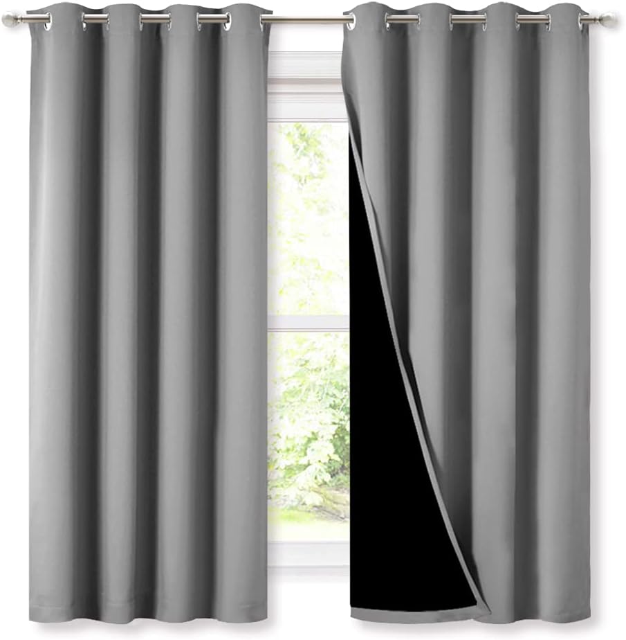 NICETOWN Grey Blackout Curtains 70x108, Set of 2