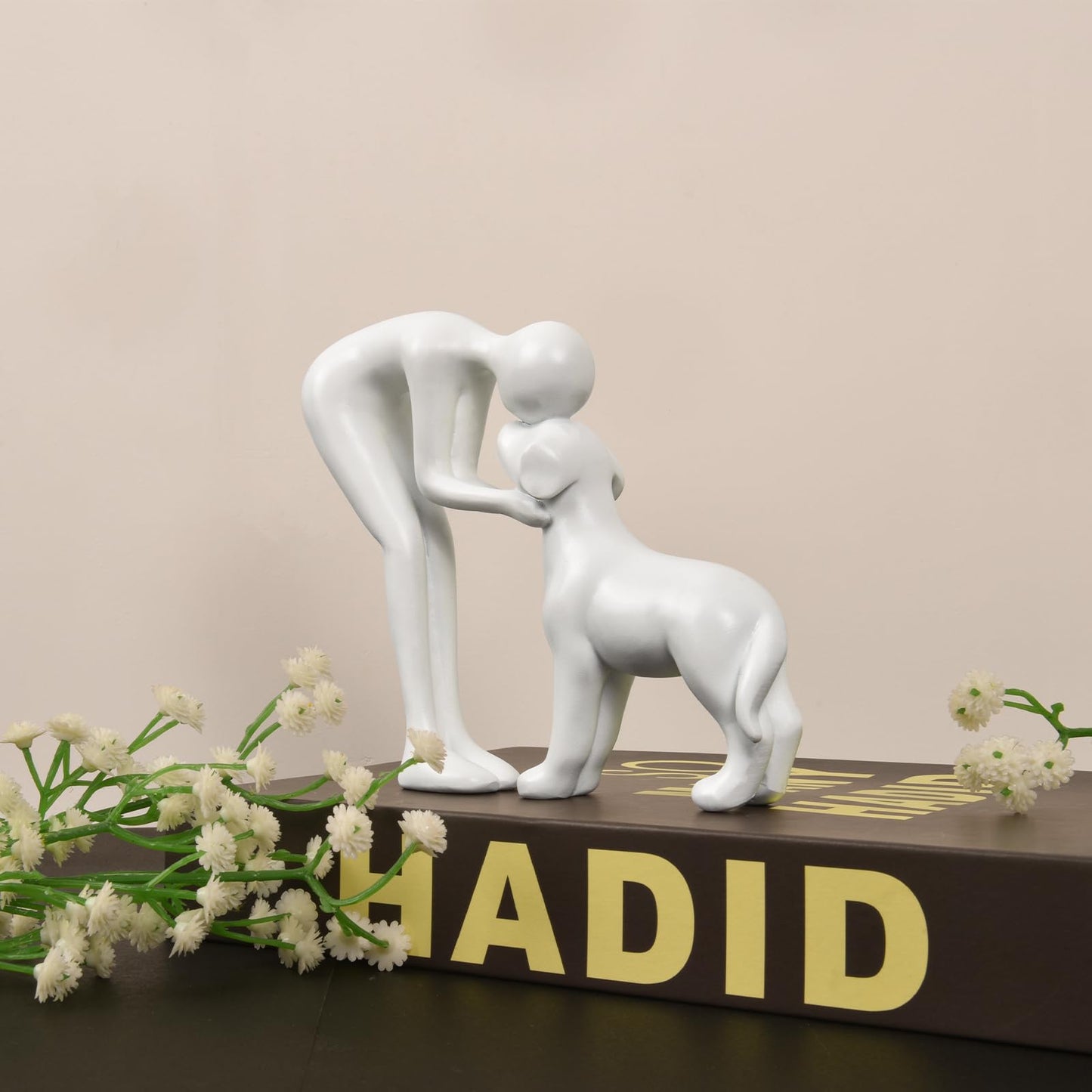 Dog & Man Sculpture, Sandstone