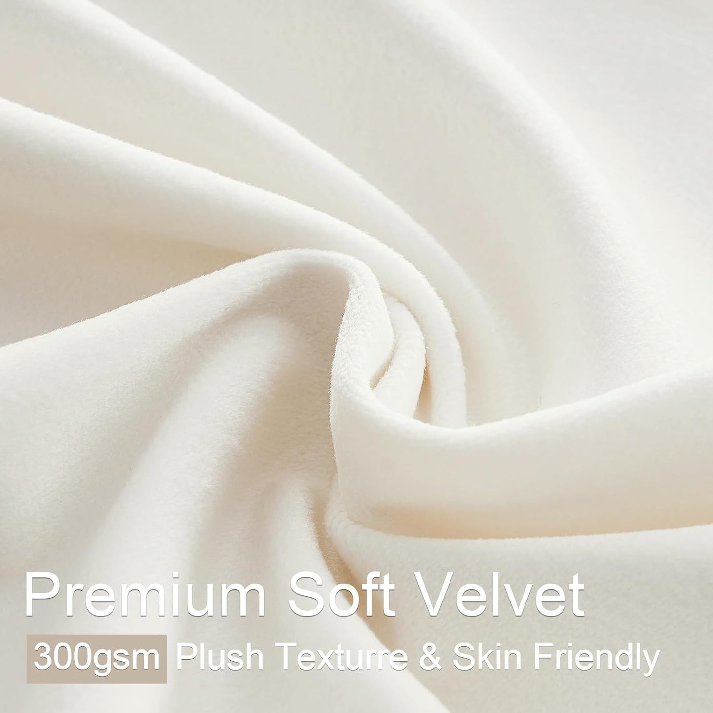 Cream Velvet Blackout Curtains 108", Set of 2