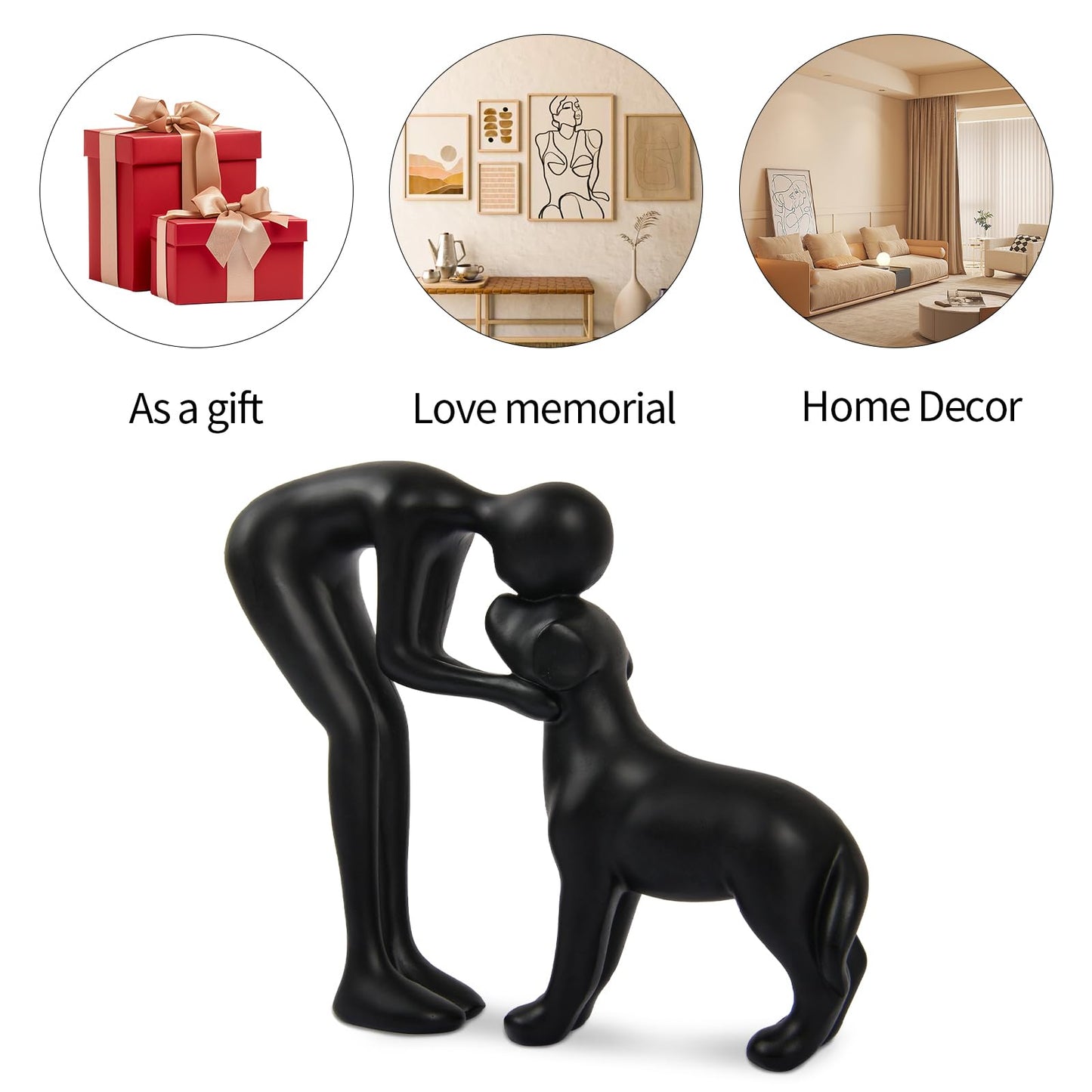 Dog & Man Sculpture, Sandstone