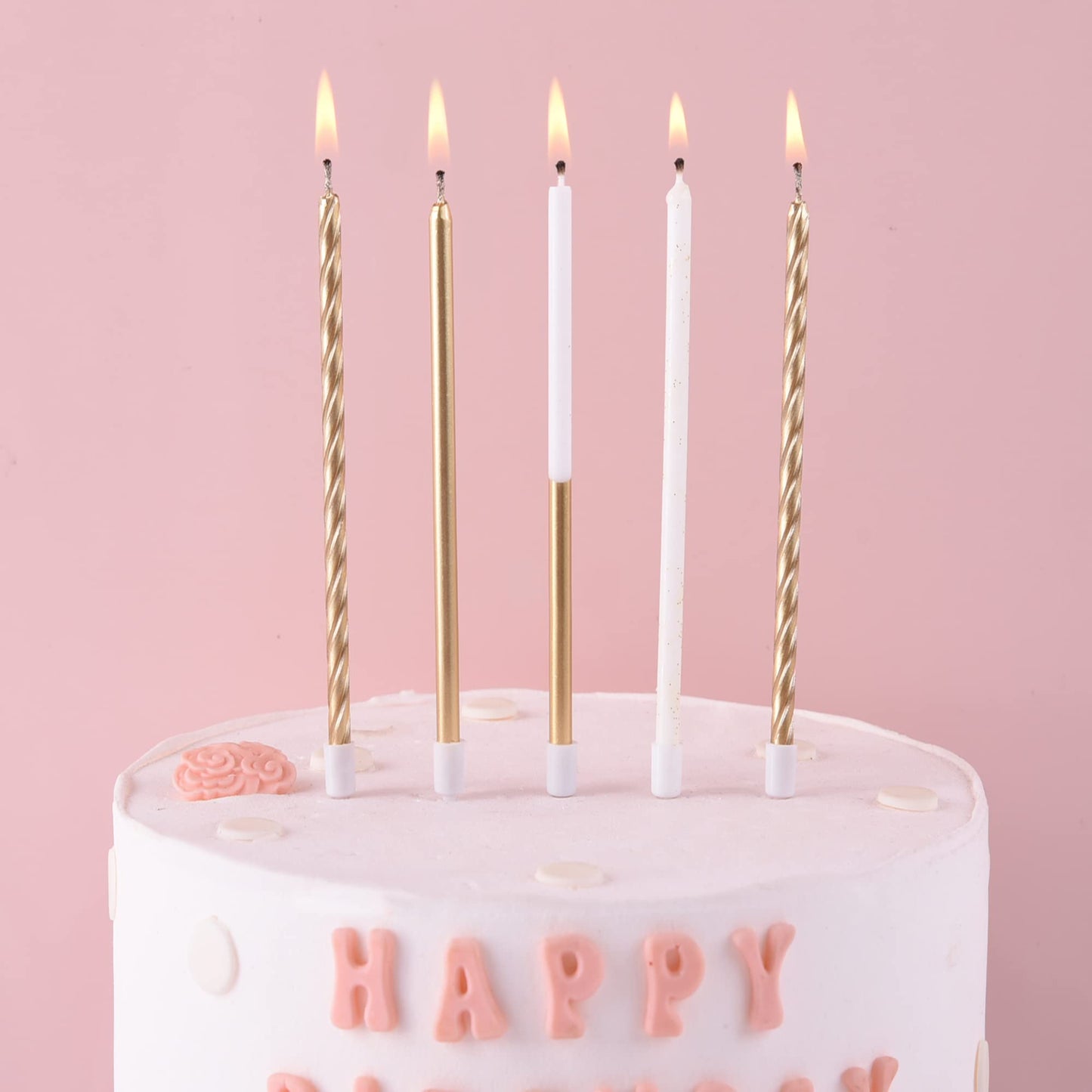 PHD CAKE Gold Long Thin Metallic Birthday Candles