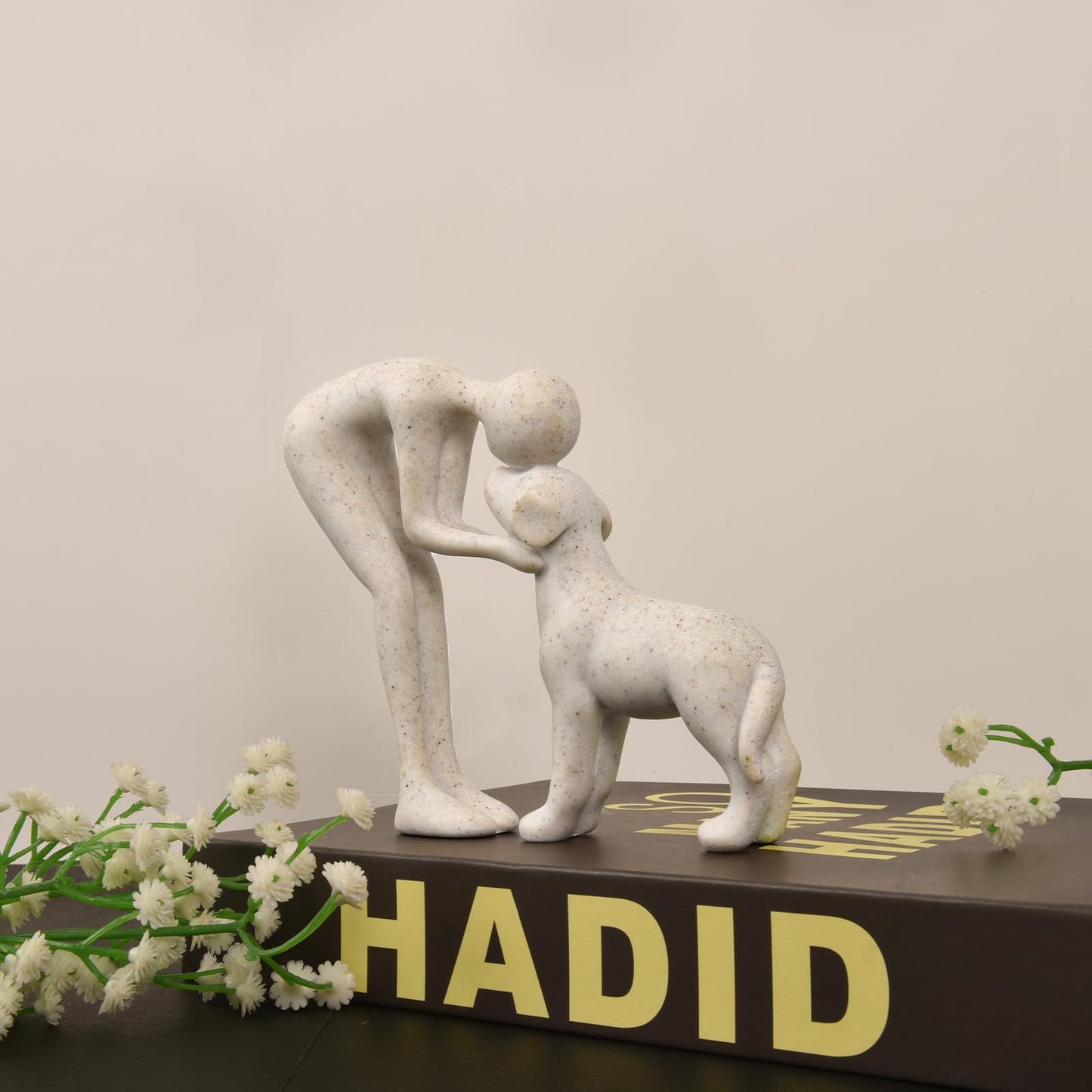 Dog & Man Sculpture, Sandstone