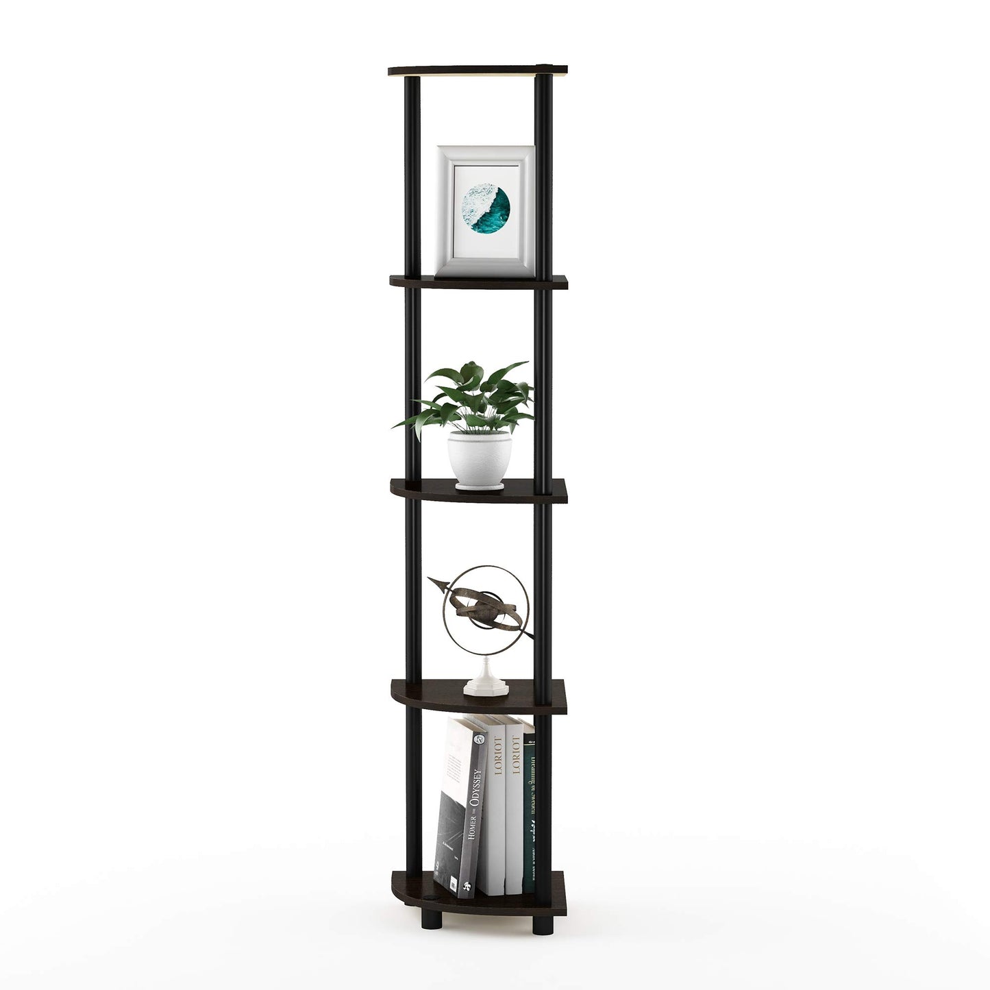 Furinno 5-Tier Corner Shelf, Espresso/Black