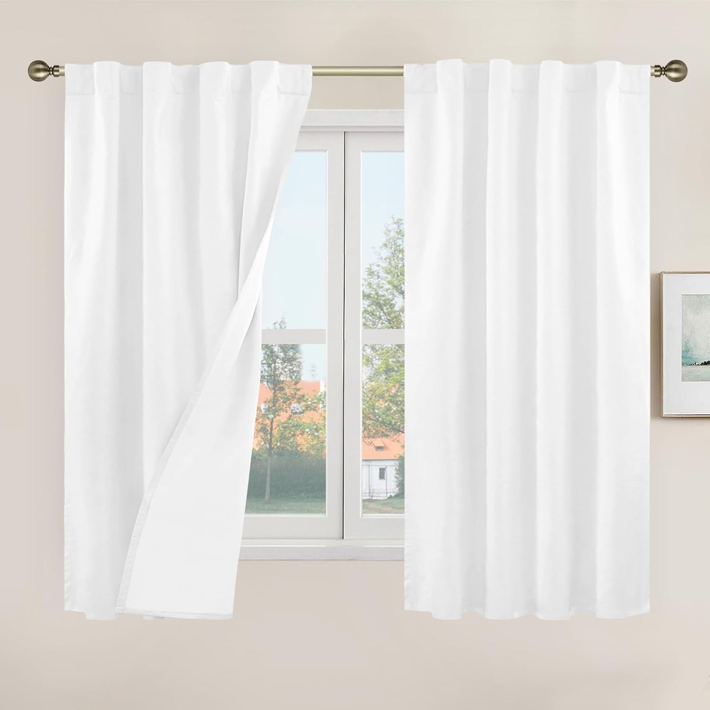 LAMIT Linen Blackout Curtains 60x84" Taupe, 2 Panels