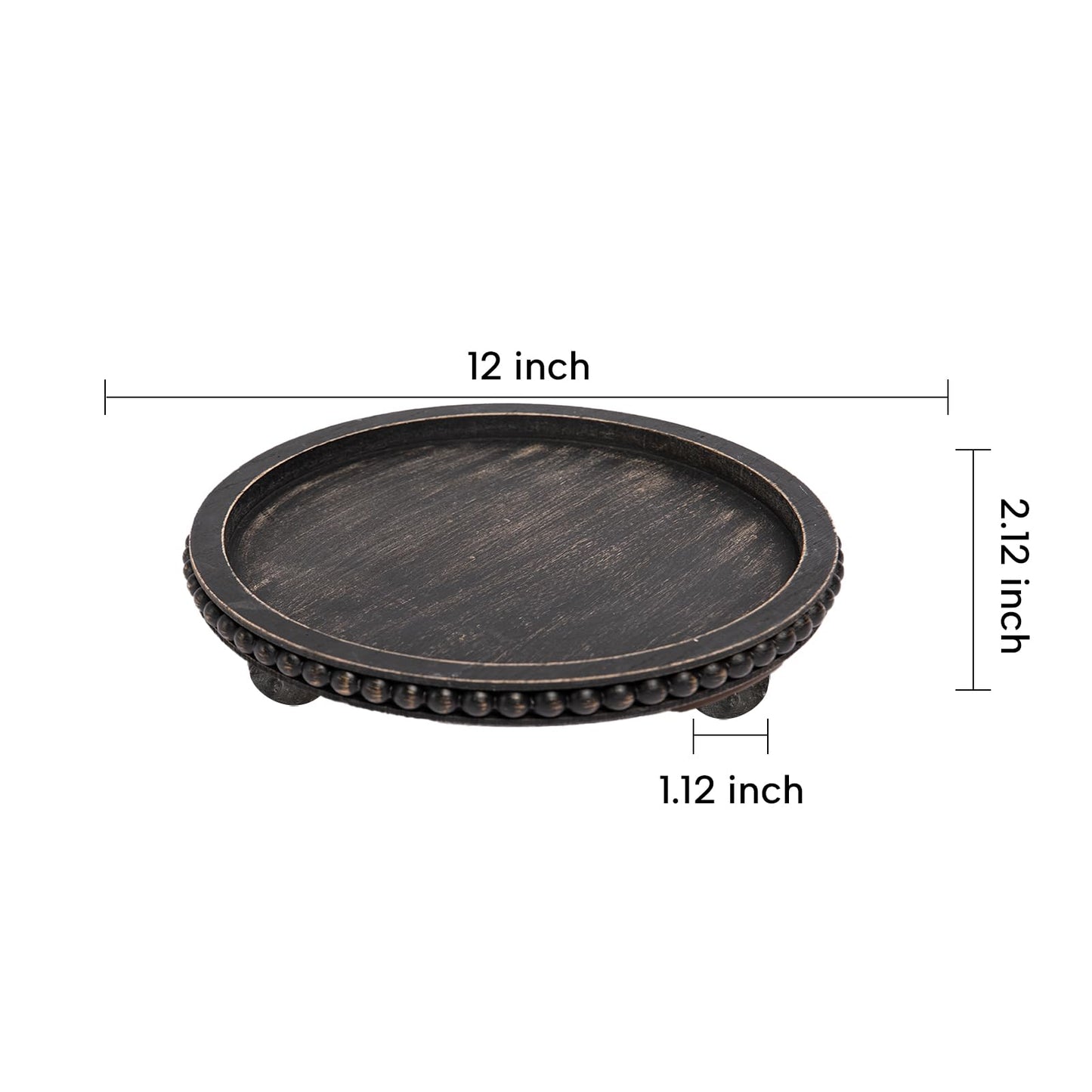 HPC Decor Round White Wood Tray, 12"
