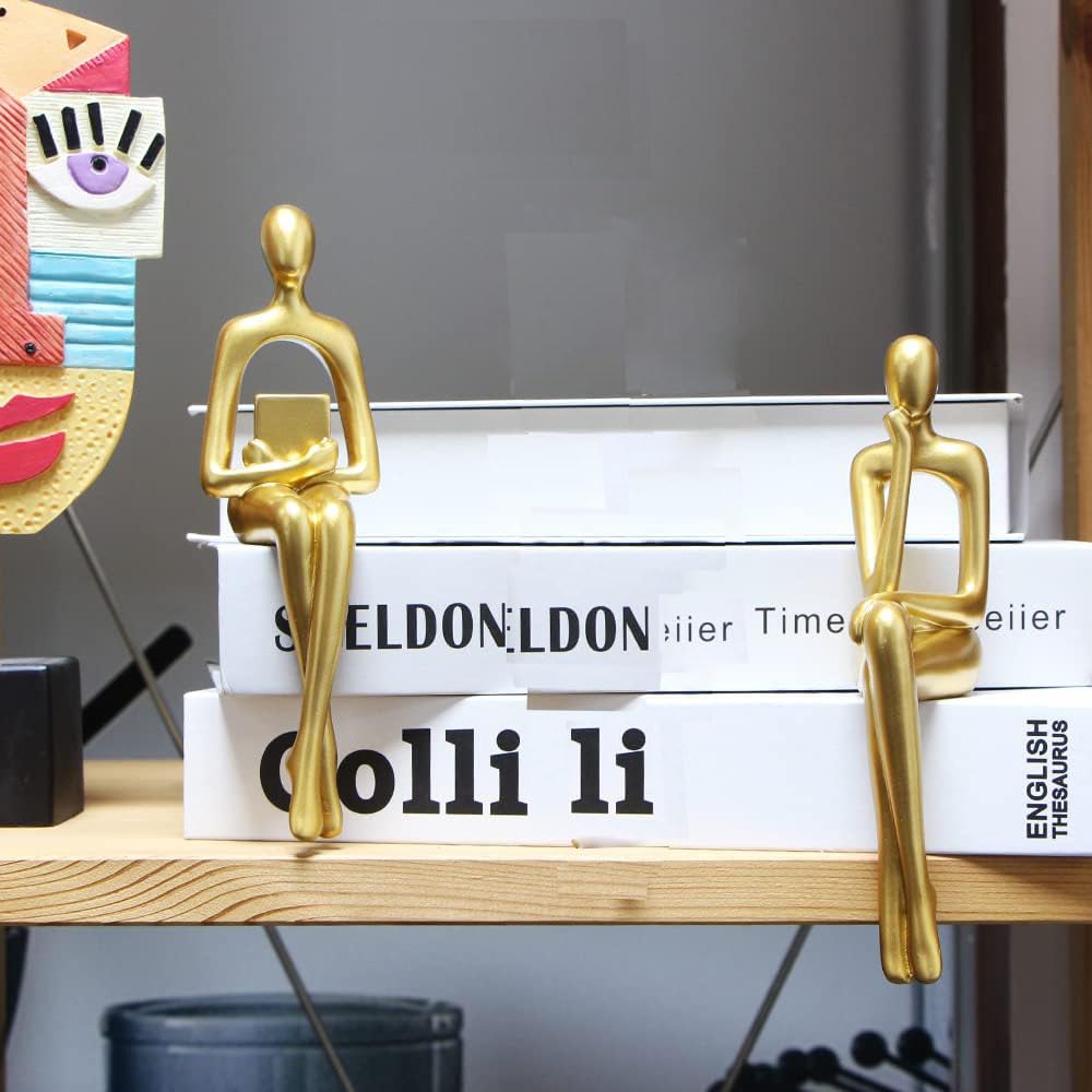 Gold Thinker Statues, Set of 3, Small