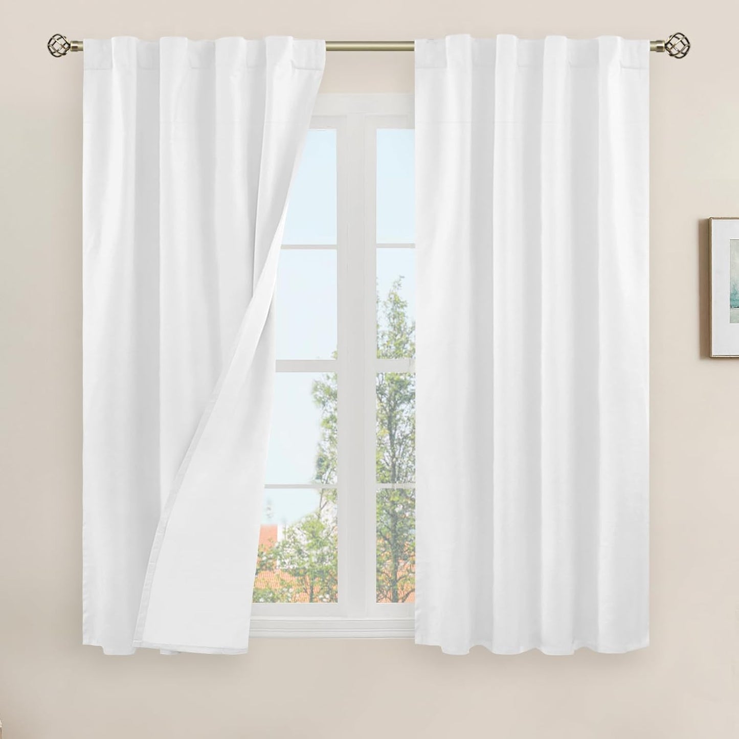LAMIT Linen Blackout Curtains 60x84" Taupe, 2 Panels