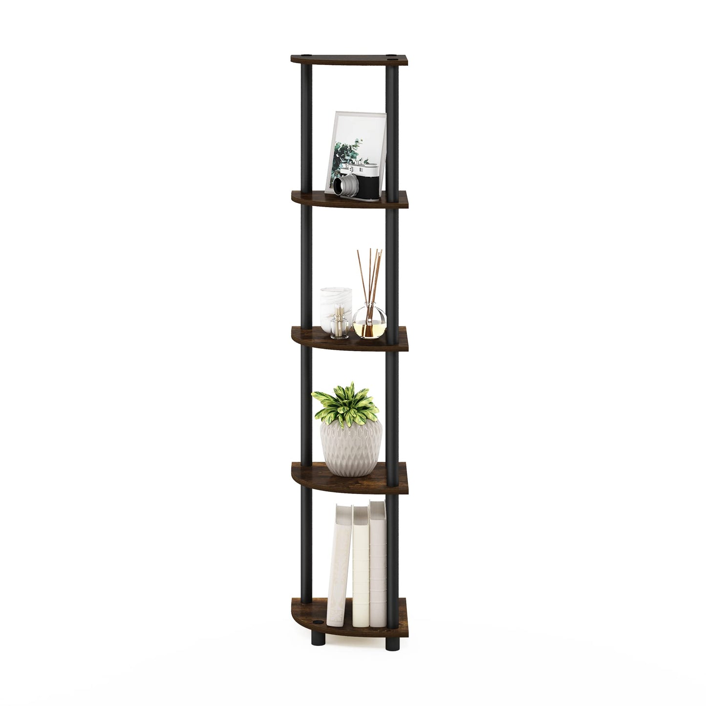 Furinno 5-Tier Corner Shelf, Espresso/Black