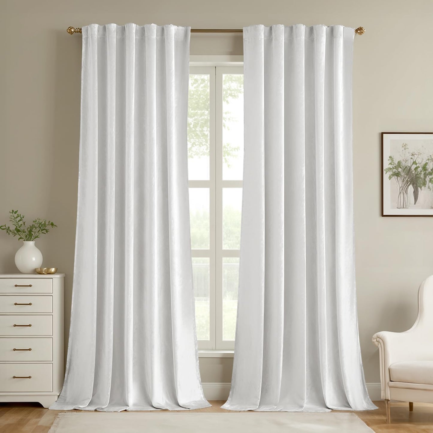 MIULEE Velvet Curtains 108 inches Long 2 Panels