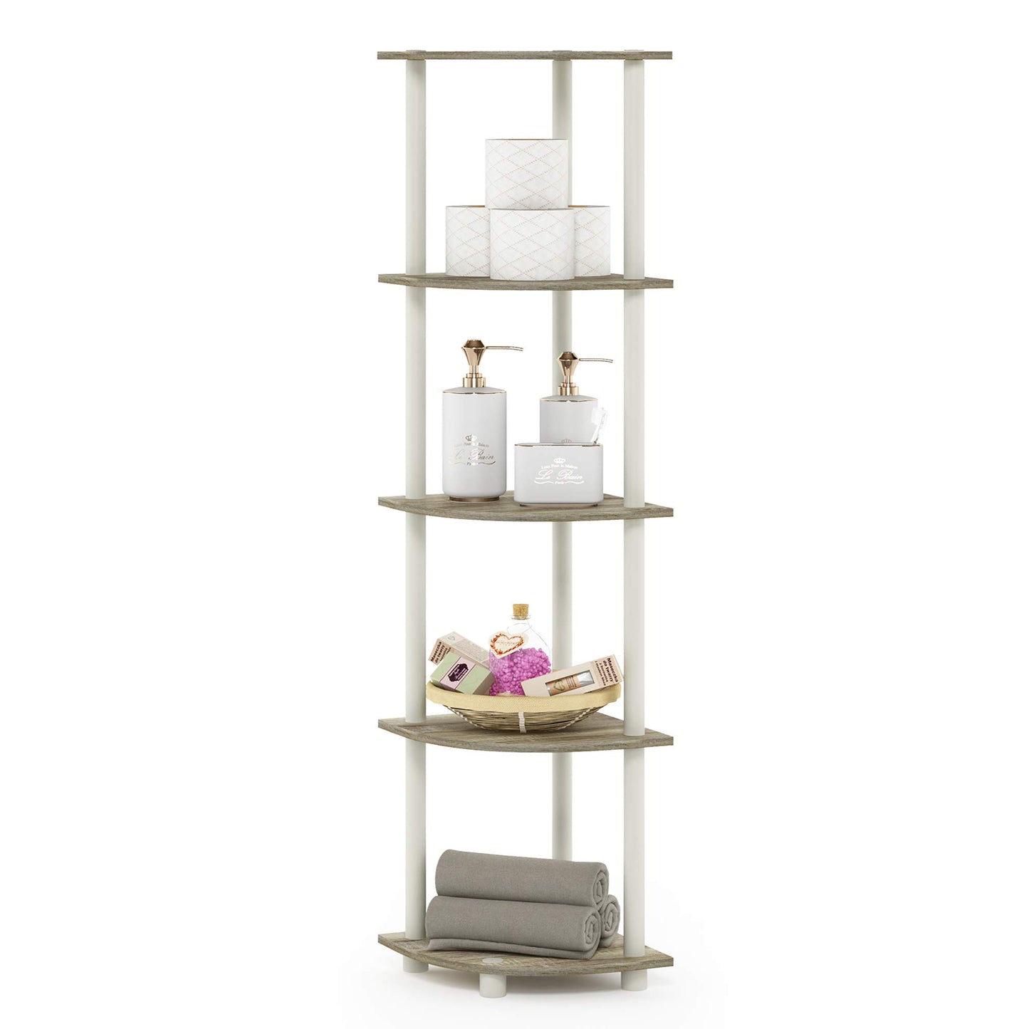 Furinno 5-Tier Corner Shelf, Espresso/Black