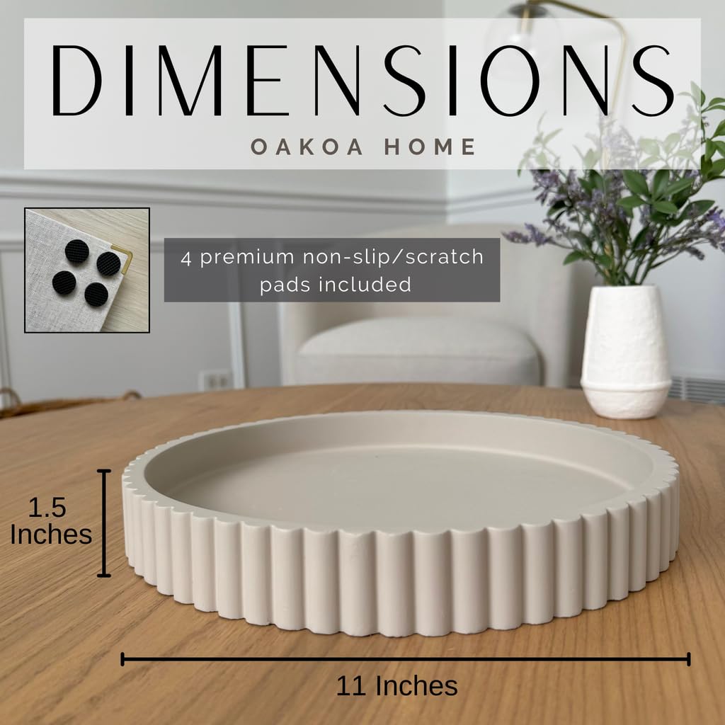 OAKOA Round Concrete Decorative Tray