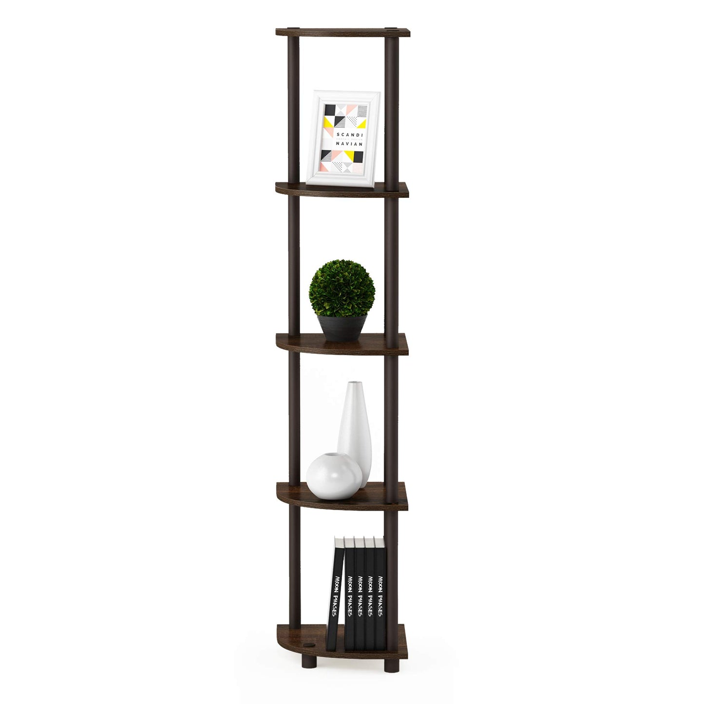 Furinno 5-Tier Corner Shelf, Espresso/Black