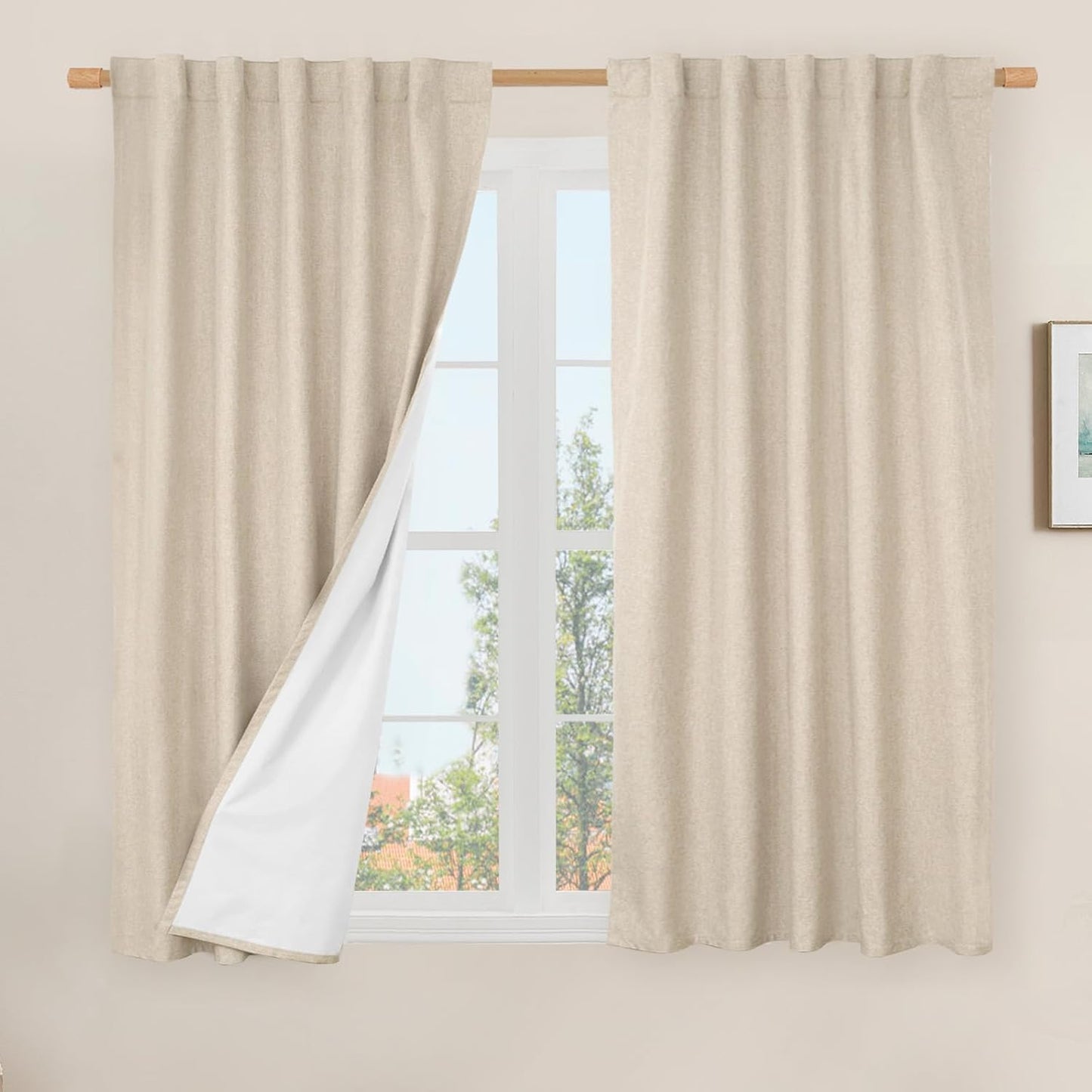 LAMIT Linen Blackout Curtains 60x84" Taupe, 2 Panels
