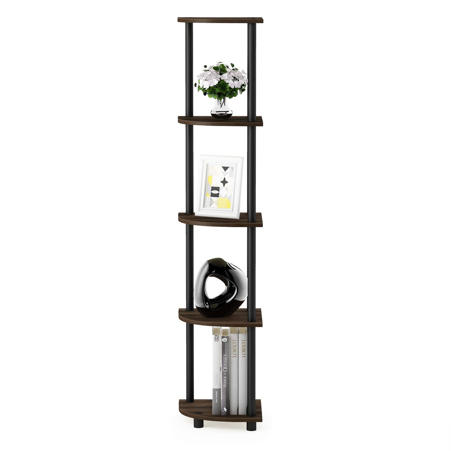 Furinno 5-Tier Corner Shelf, Espresso/Black