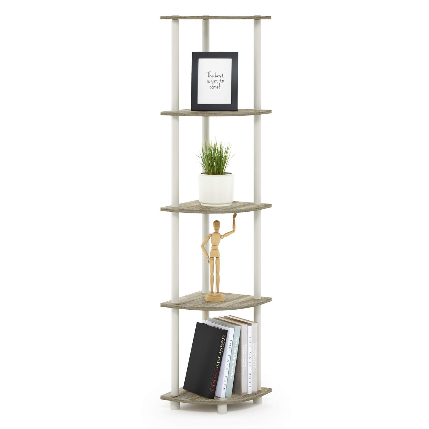 Furinno 5-Tier Corner Shelf, Espresso/Black