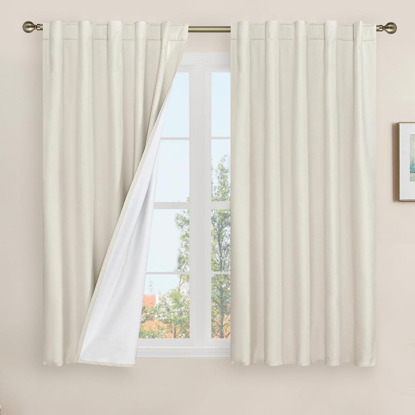 LAMIT Linen Blackout Curtains 60x84" Taupe, 2 Panels