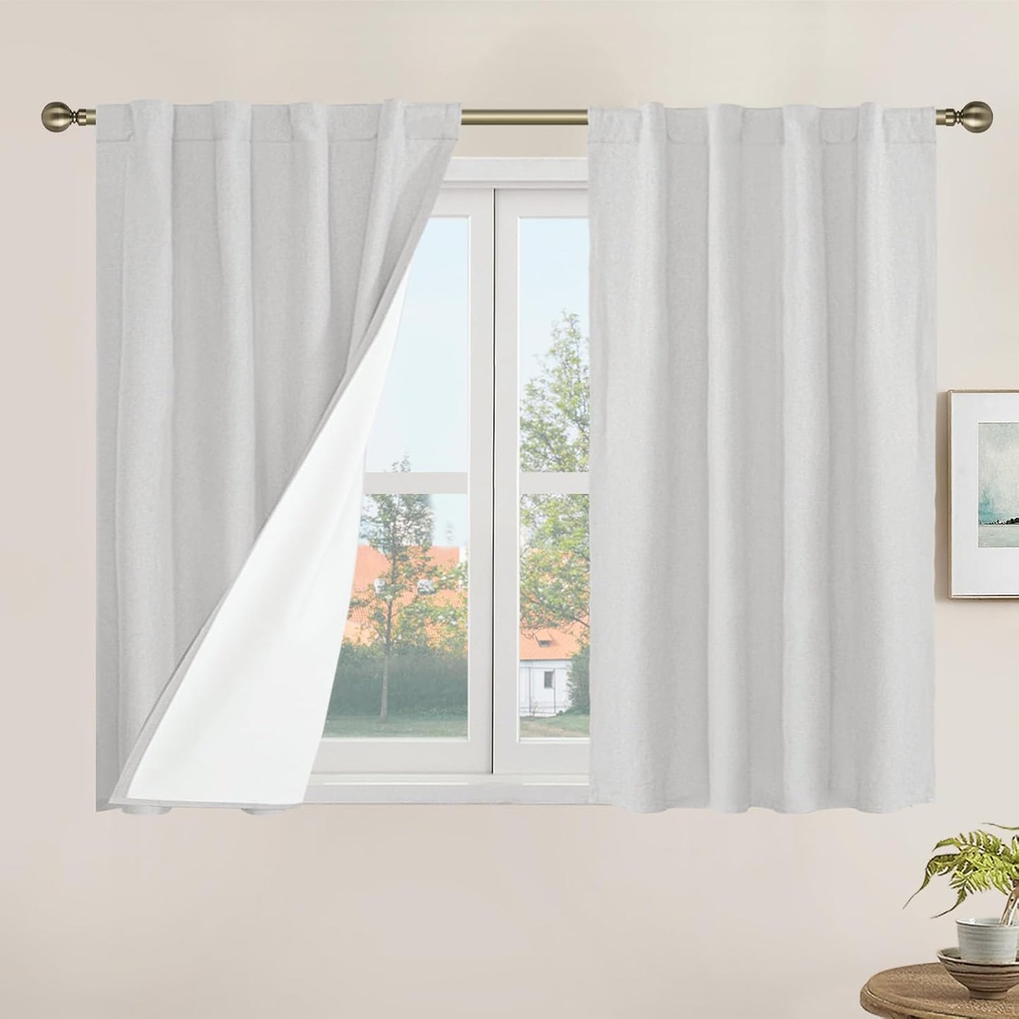 LAMIT Linen Blackout Curtains 60x84" Taupe, 2 Panels