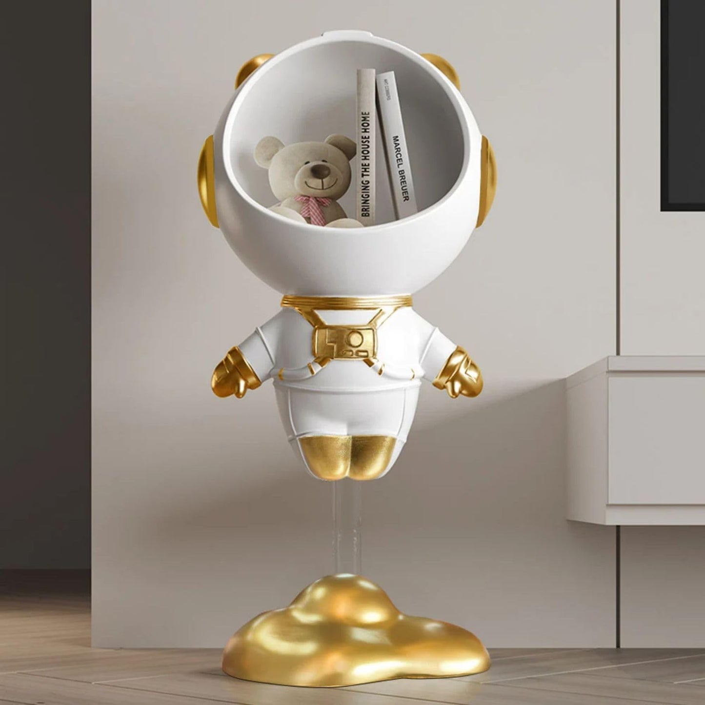 Gold Astronaut Floor Statue