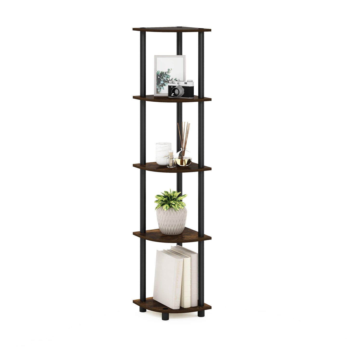 Furinno 5-Tier Corner Shelf, Espresso/Black