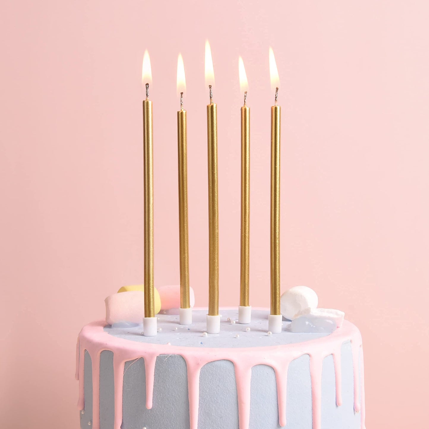 PHD CAKE Gold Long Thin Metallic Birthday Candles