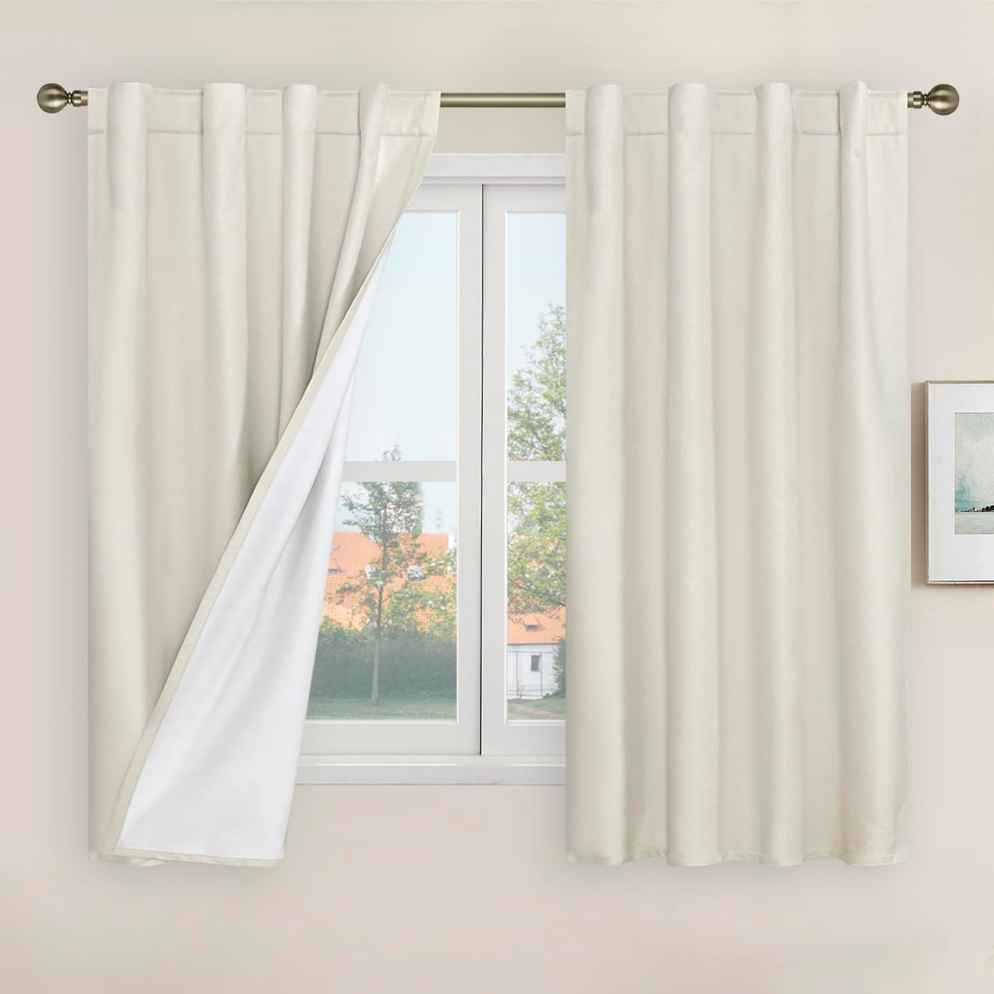 LAMIT Linen Blackout Curtains 60x84" Taupe, 2 Panels