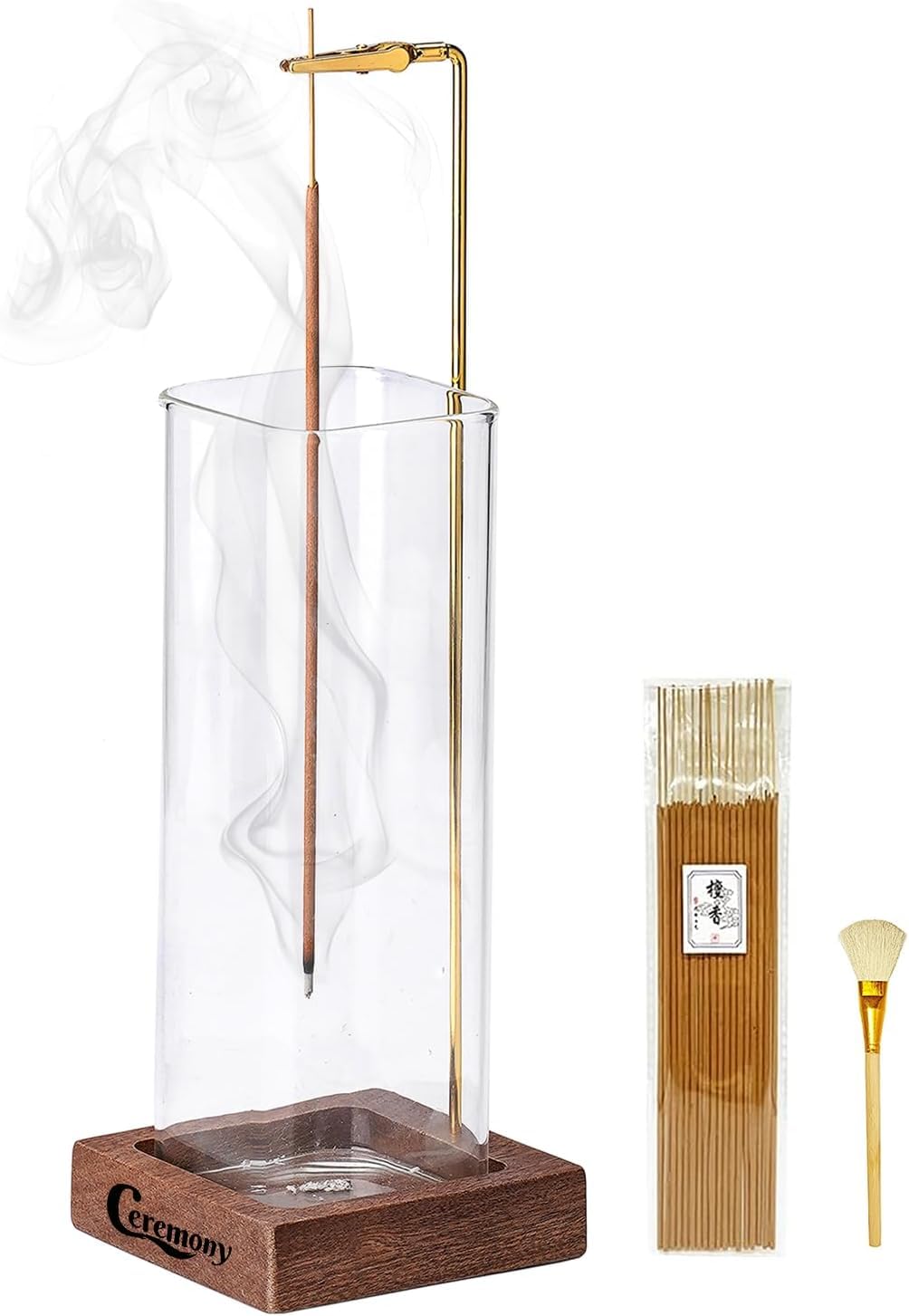 Wooden Incense Holder with Sticks Set