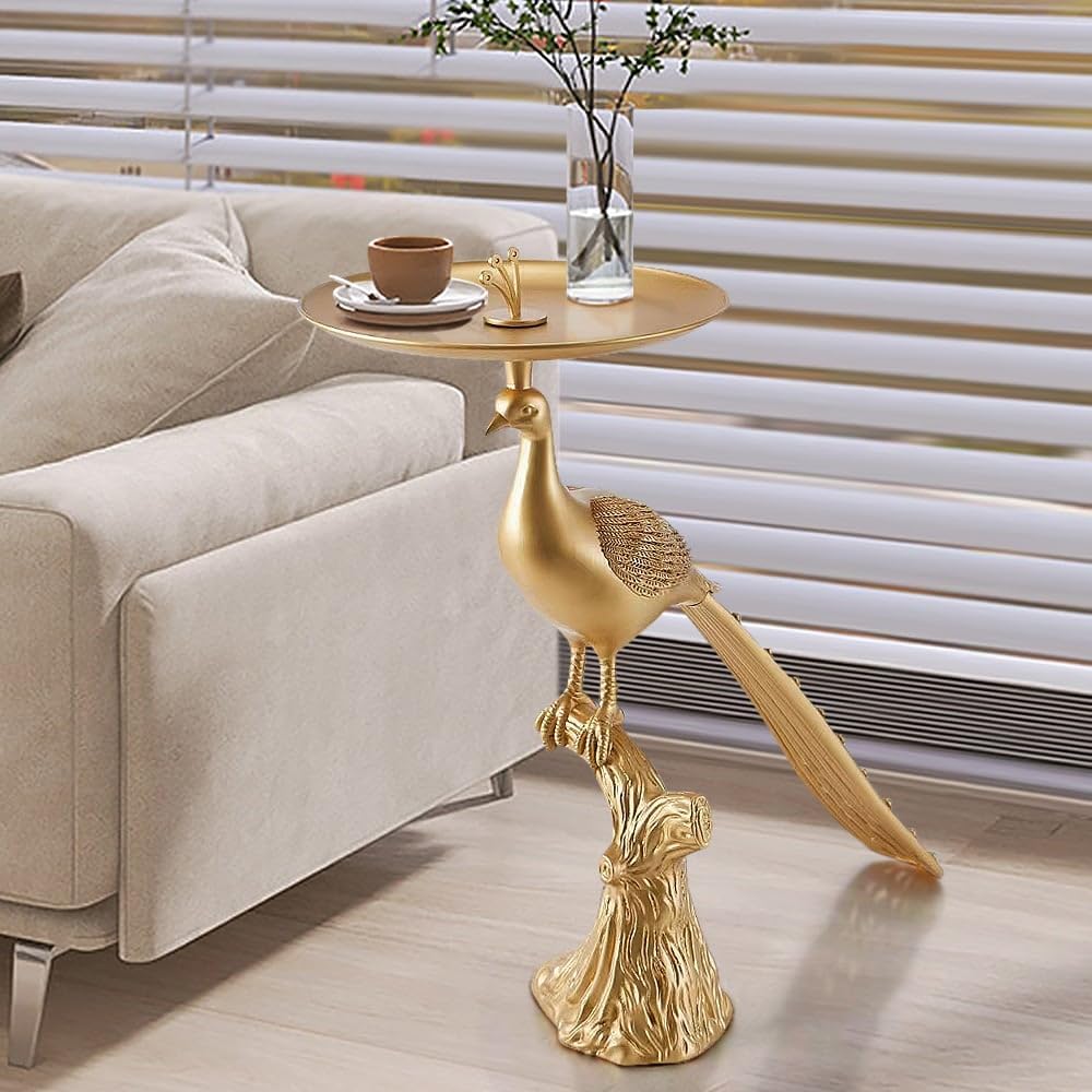 LOVEDIMA Gold Peacock Statue
