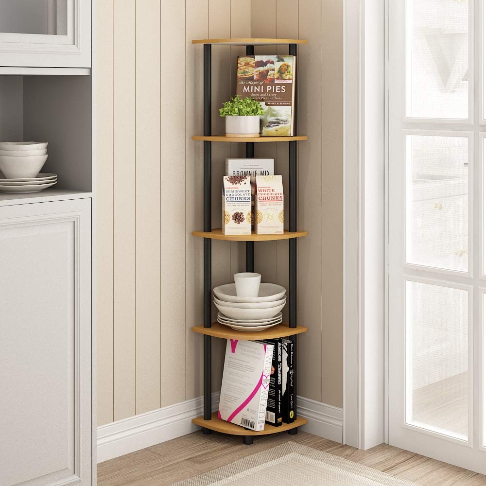Furinno 5-Tier Corner Shelf, Espresso/Black